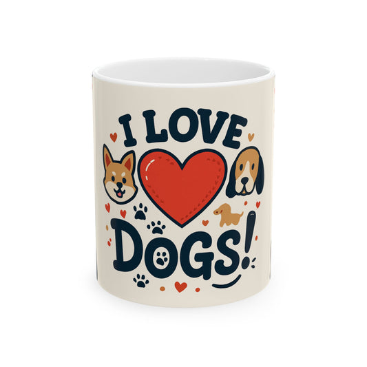 Ceramic Mug — 'I love Dogs' (11oz & 15oz) - Zoom Dog Shop