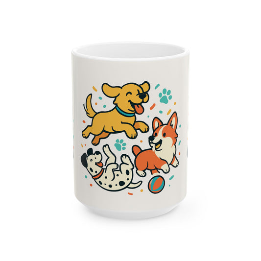 Zoom Dog Shop Ceramic Mug — 'Dogs Having Fun!' (11oz & 15oz) - Zoom Dog Shop