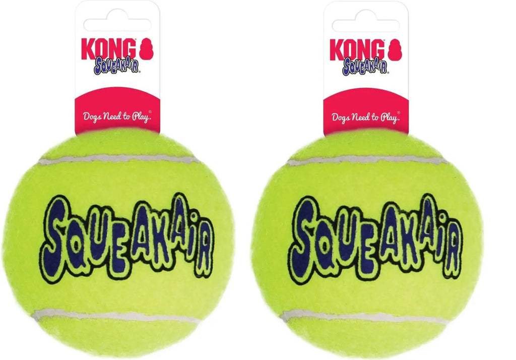 KONG Squeakair Tennis Balls (2) XL Squeaky Dog Fetch Toy 4"