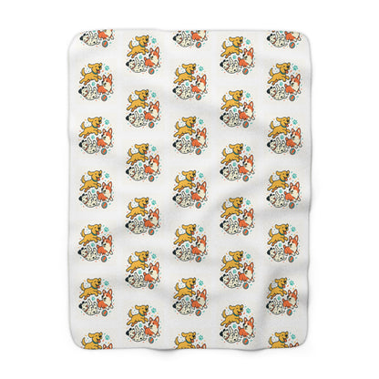 Dogs Sherpa Fleece Blanket Dogs Having Fun— Cozy Zoom Dog Shop Throw - Zoom Dog Shop