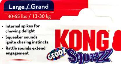 Kong Squeezz Geodz Balls Large 2Pk Squeaky Floating Dog Fetch Toy 3" Colors Vary