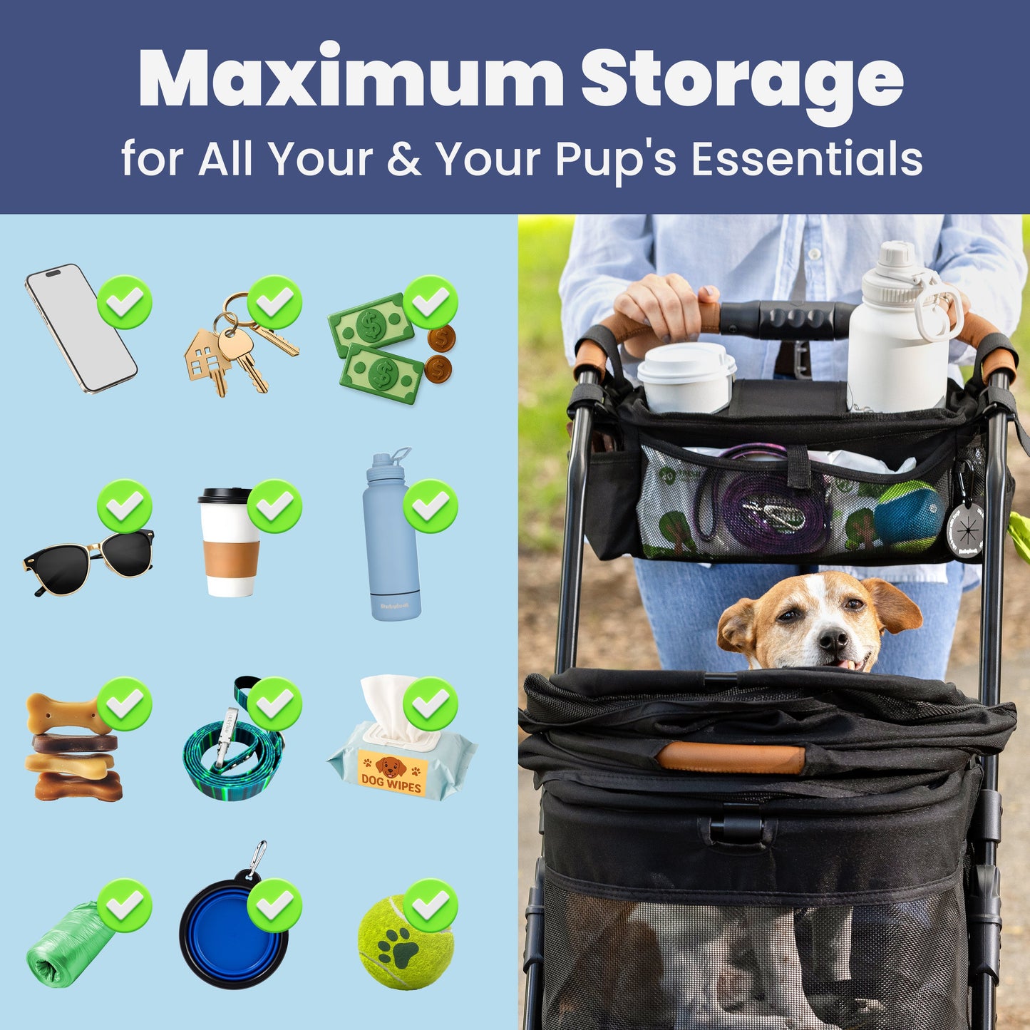 Dog Stroller Caddy Organizer