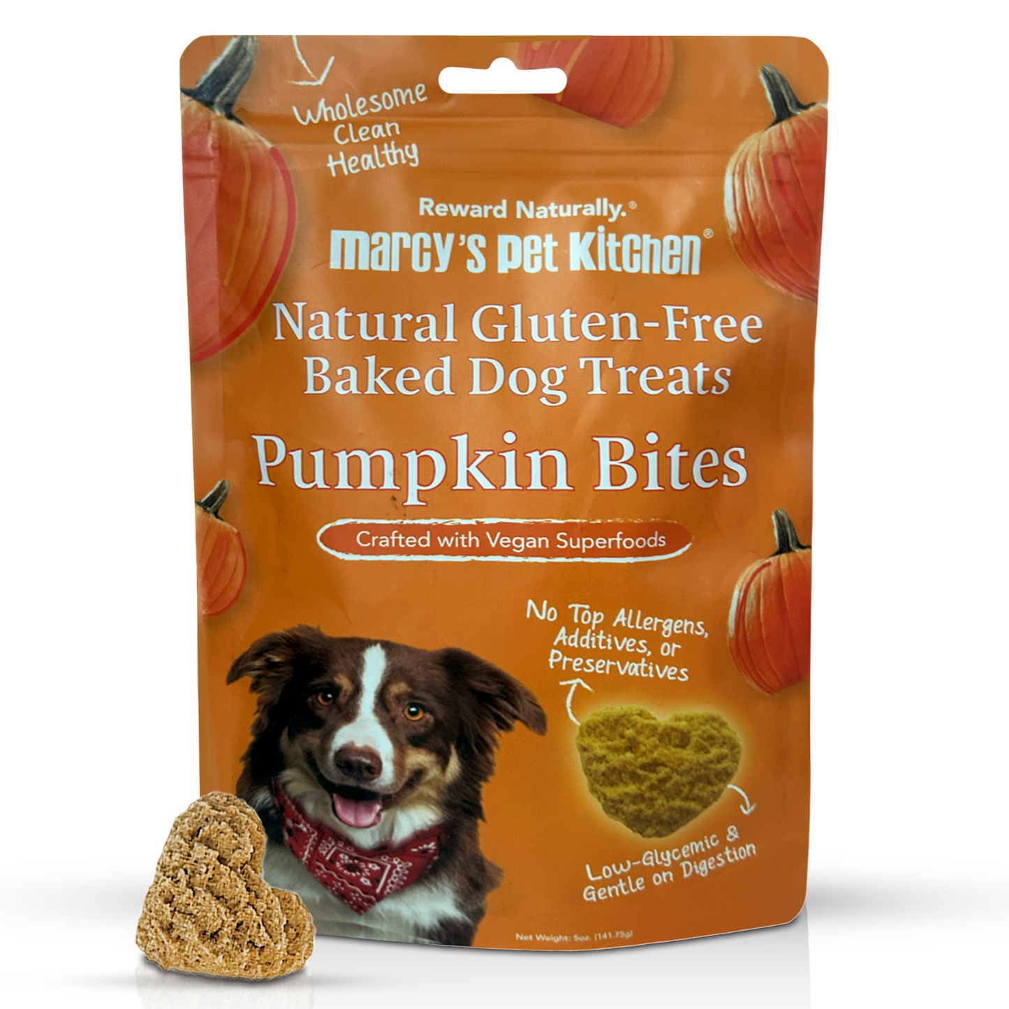 Marcy's Pet Kitchen- All Natural, Vegan Pumpkin Biscuit Dog Treats - Homemade-Vet Approved
