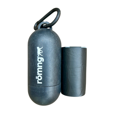 Bamboo poop bag dispenser + compostable roll