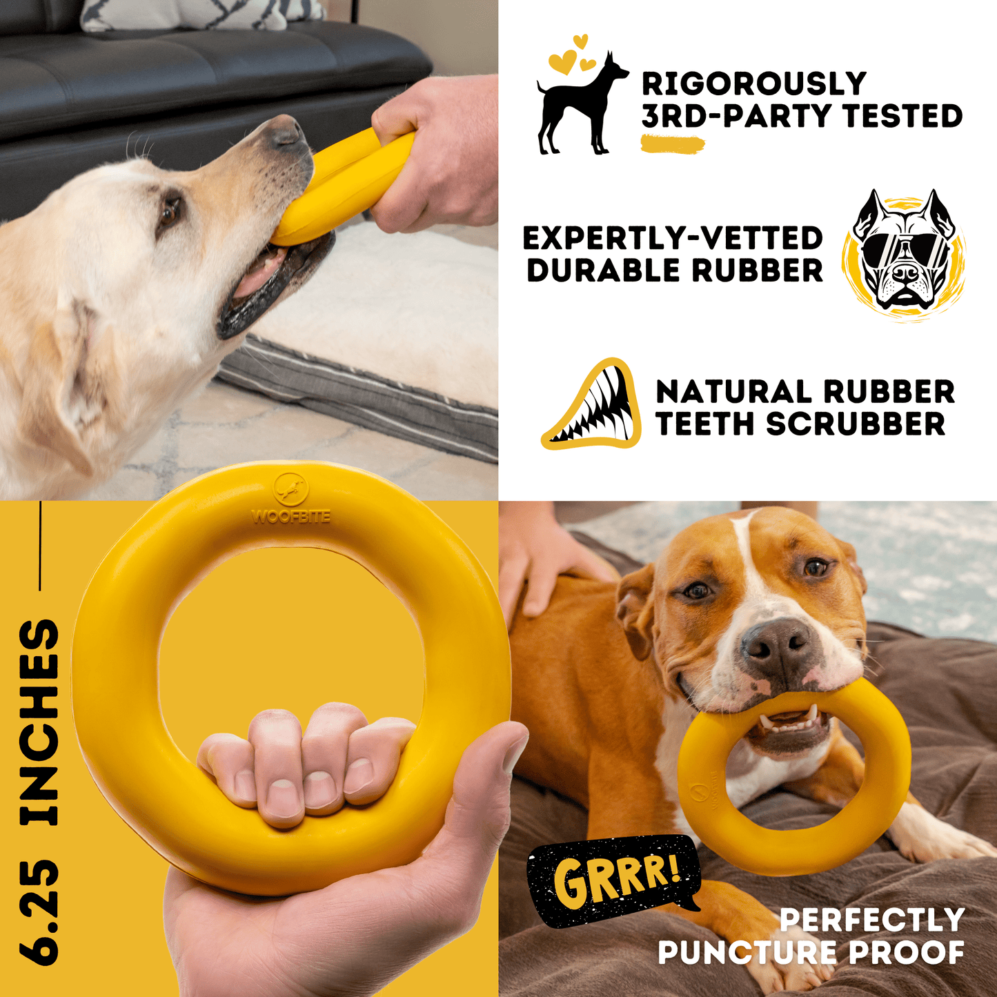 Power Ring Dog Toy Unbreakable For Aggressive Chewers Heavy Duty Rubber