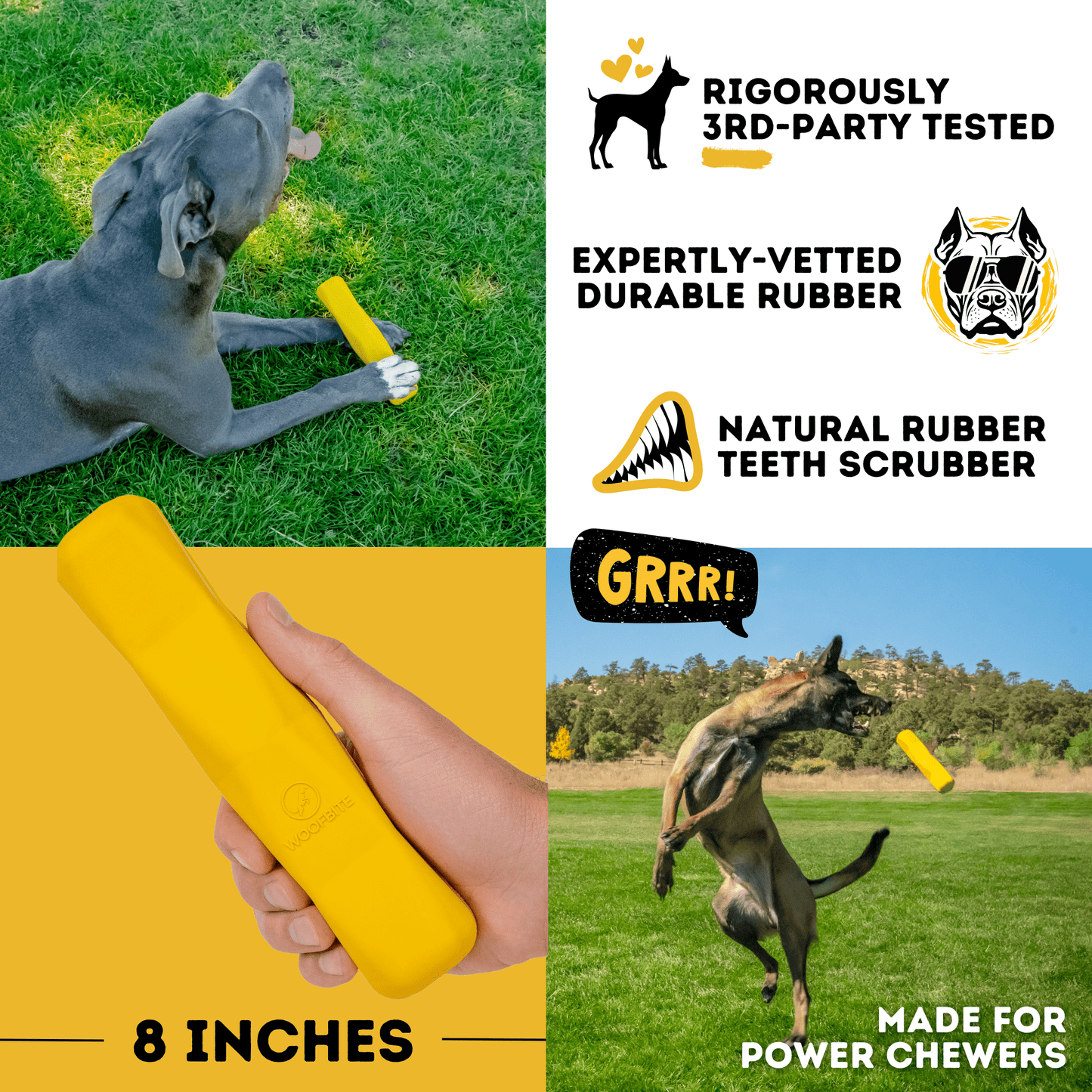 Power Stick Toy Aggressive Chewers Unbreakable Durable Heavy Duty Rubber For Large Dogs