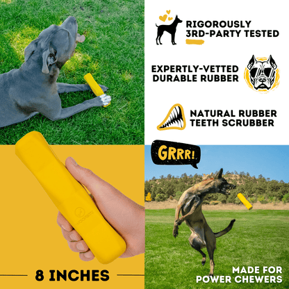 Power Stick Toy Aggressive Chewers Unbreakable Durable Heavy Duty Rubber For Large Dogs