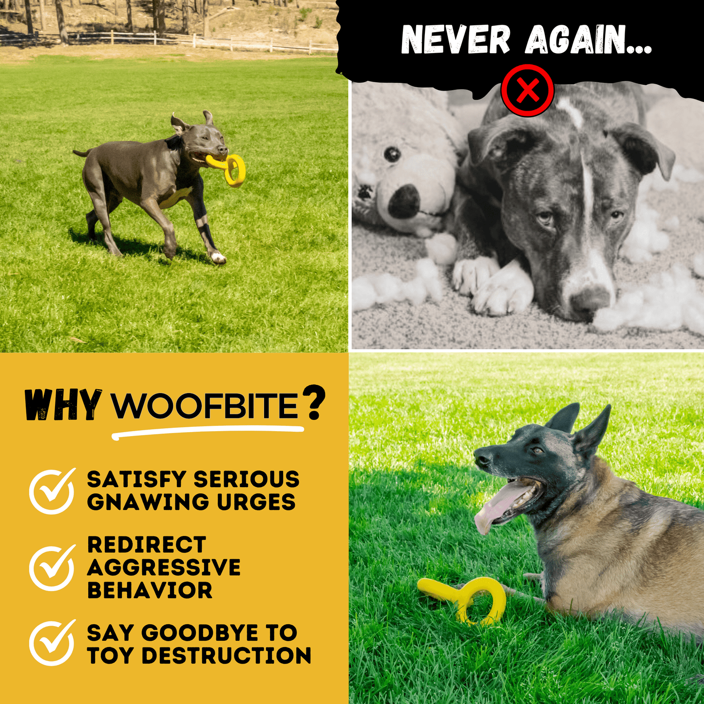 Woofbite Unbreakable Tug Ring Toy For Aggressive Chewers Durable Rubber For Large Dogs